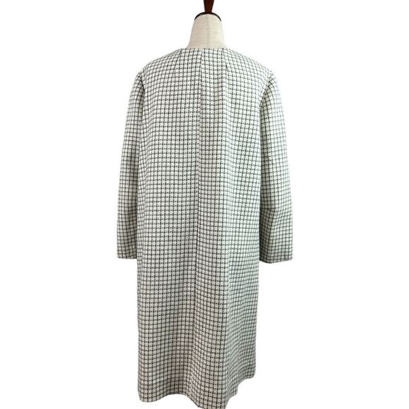 Vintage 60s Wool Plaid Checkered Dress Overcoat Button Front Full Sleeves Lined - Picture 5 of 10
